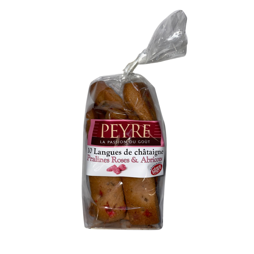 10 Langues de Châtaigne Pralines Roses et Abricots 100g