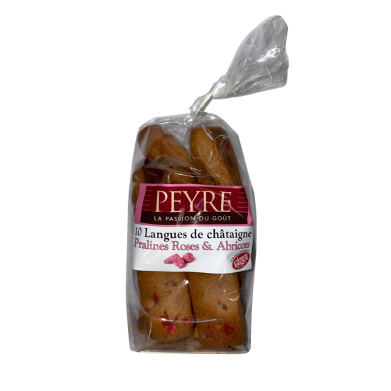 10 Langues de Châtaigne Pralines Roses et Abricots 100g