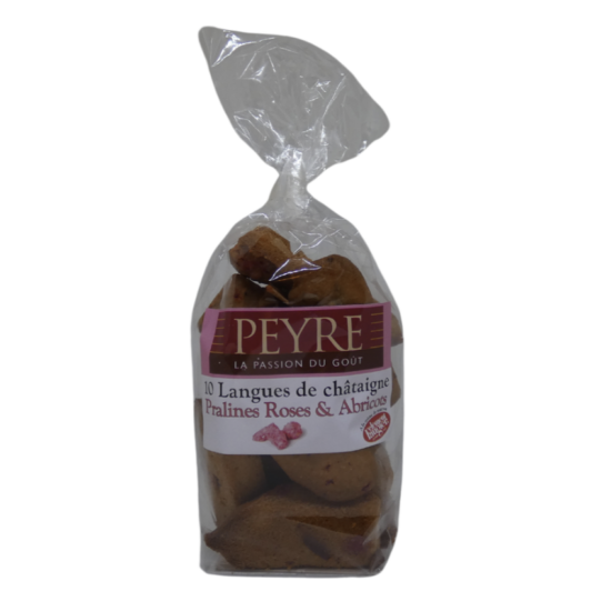 10 Langues de Châtaigne Pralines Roses et Abricots 100g