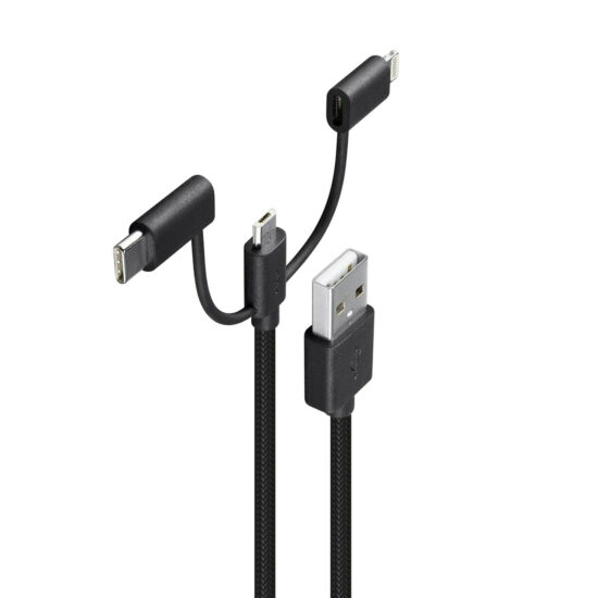 Câble USB 3en1 vers USB-C / Micro-USB / Lightning